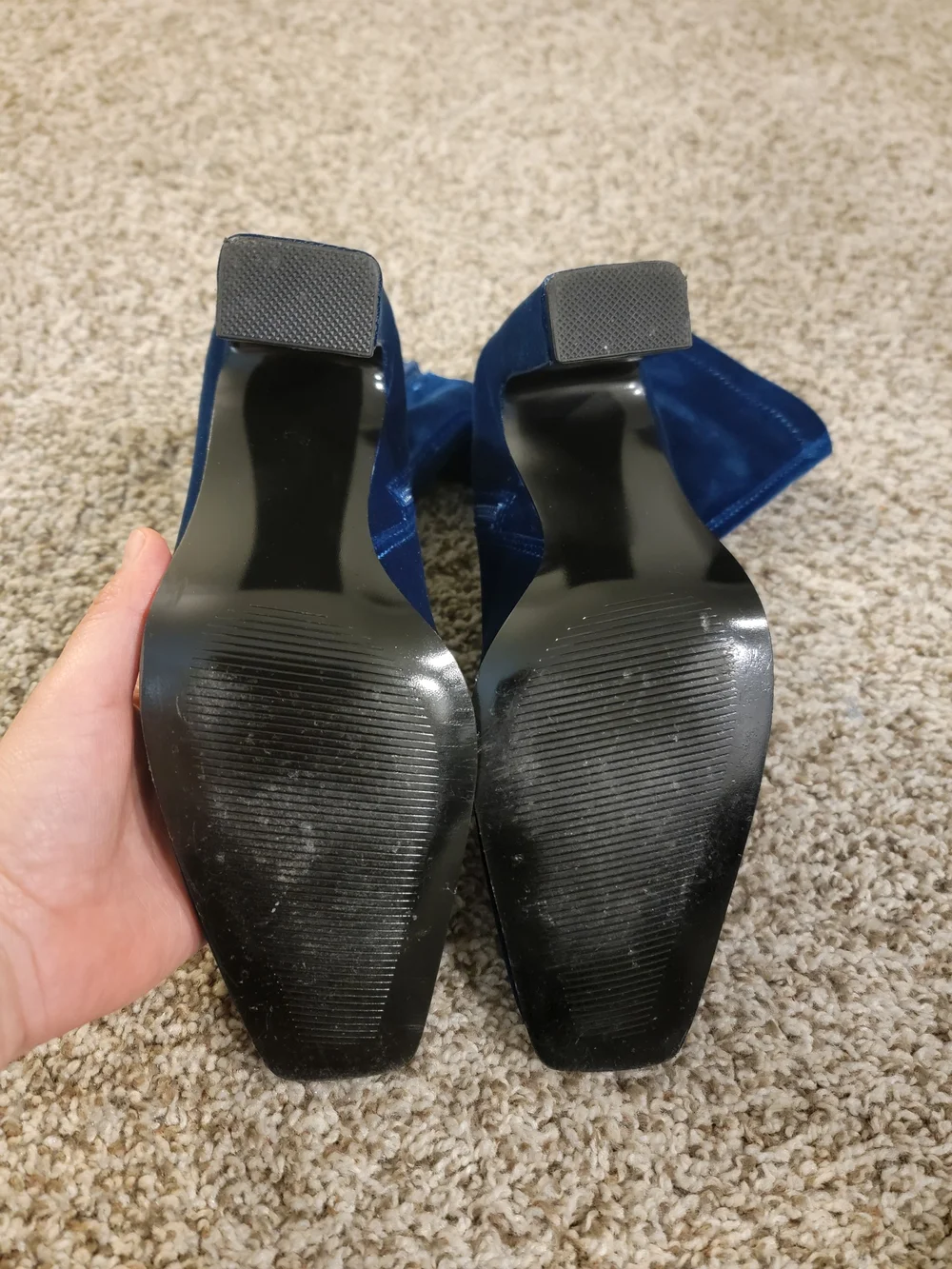 7.5 Women’s Velvet Ankle Boots - Blue